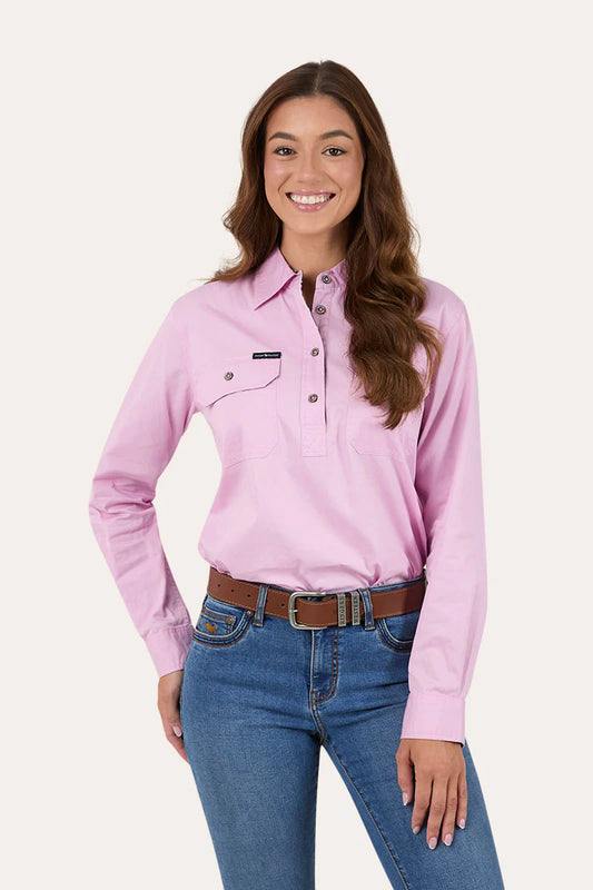 Ringers Western Women's Flora Half Button Work Shirt - Ballet Pink