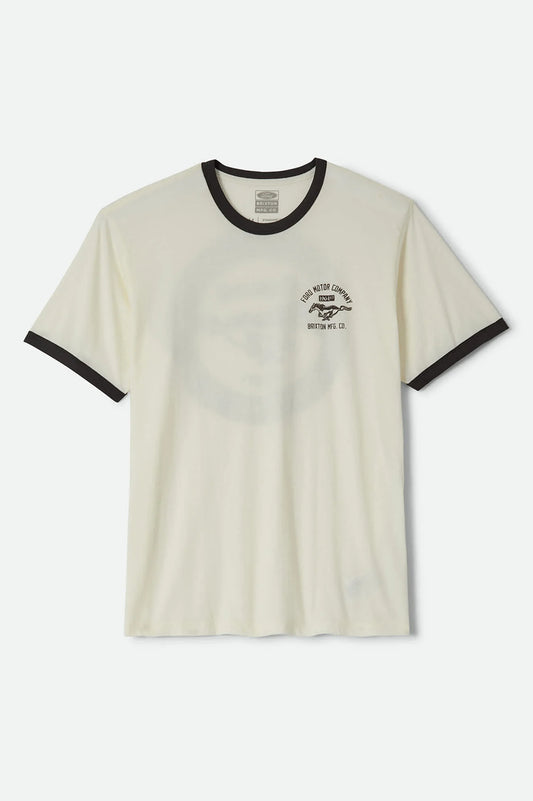 Brixton Ford Mustang Ringer Short sleeve Tee - Wimbledone White/Burnt Rubber