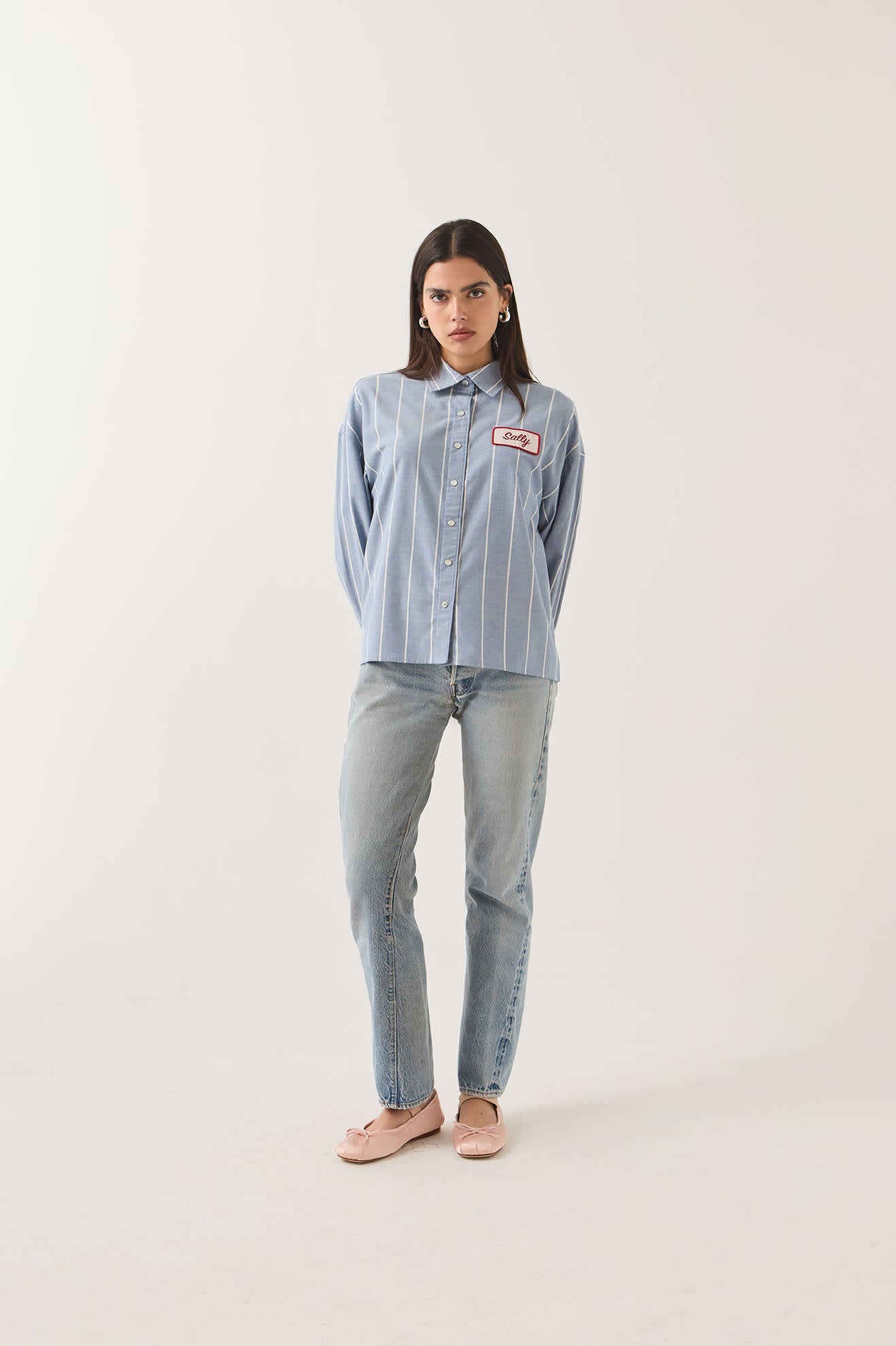 Brixton Women's Ford Mustang Sally Shirt - Blue Chambray/Stripe