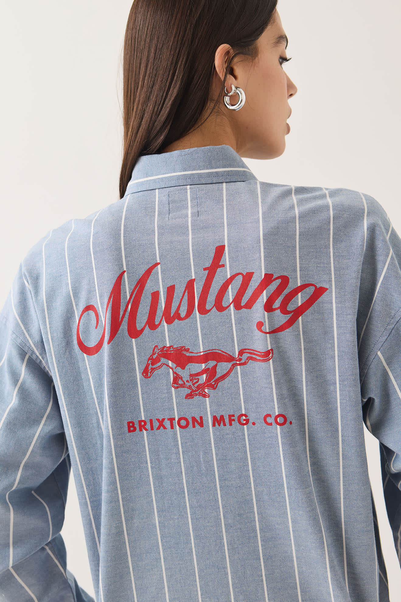 Brixton Women's Ford Mustang Sally Shirt - Blue Chambray/Stripe