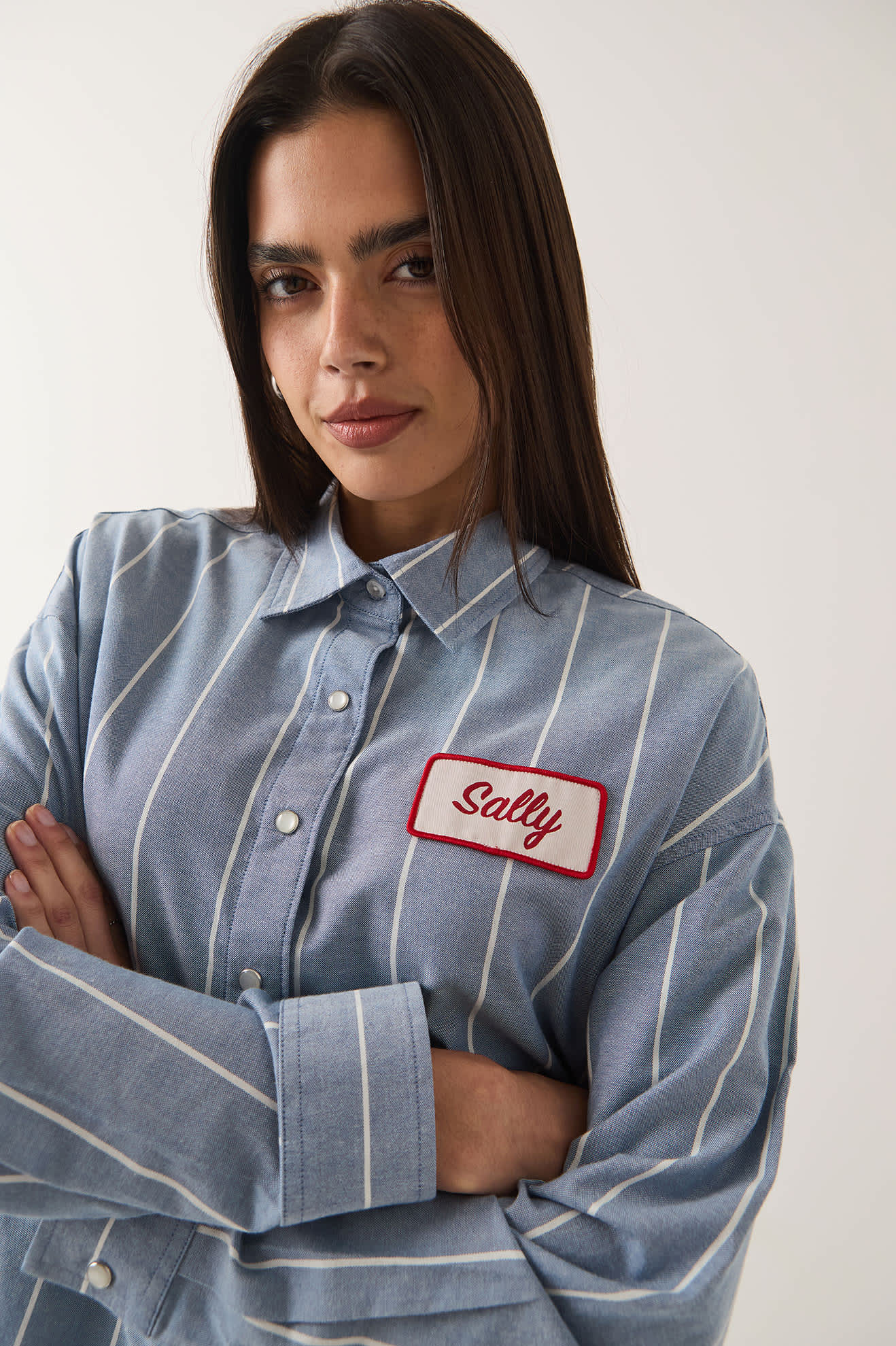Brixton Women's Ford Mustang Sally Shirt - Blue Chambray/Stripe