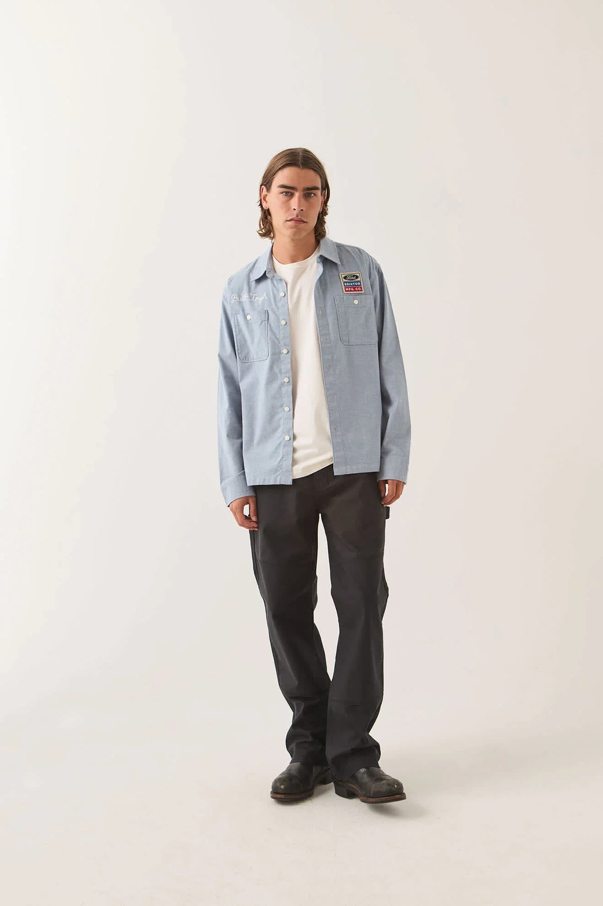 Brixton Men's Ford Service Dept Workshirt - Blue Chambray