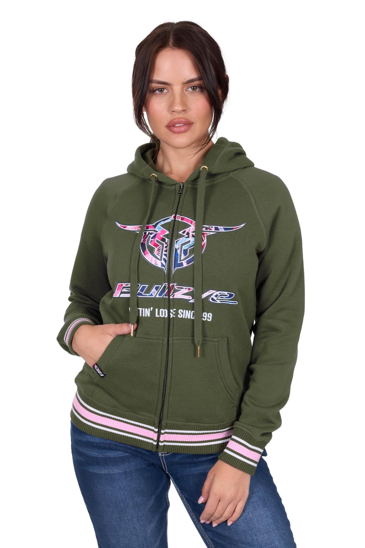 Bullzye Women's Brooks Zip Through Hoodie - Green
