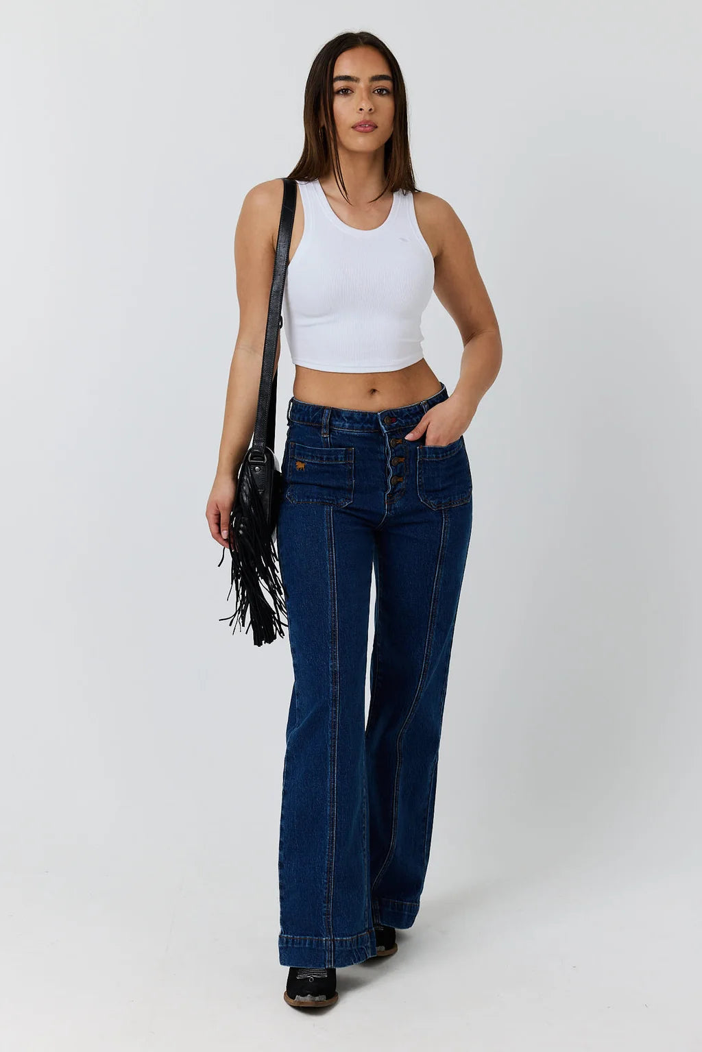 Ringers Western Gabby Women’s High Rise Wide Leg Sailor Jeans - Classic Blue
