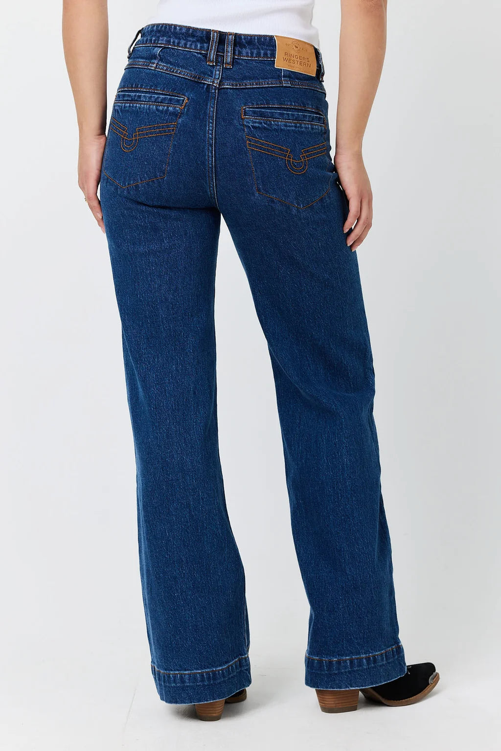 Ringers Western Gabby Women’s High Rise Wide Leg Sailor Jeans - Classic Blue