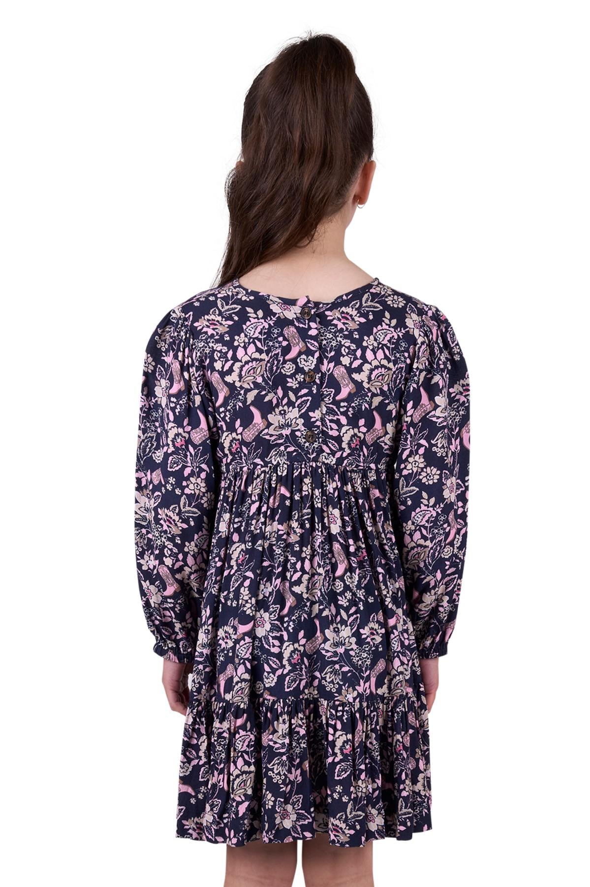 Pure Western Girl’s Gretel Long Sleeve Dress - Navy