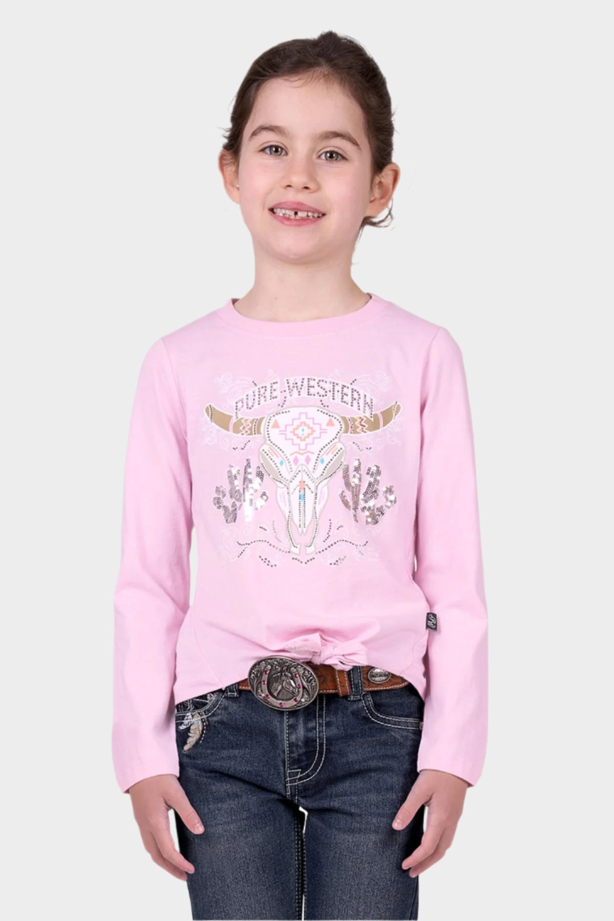 Pure Western Girl’s Polly Long Sleeve Tee - PINK