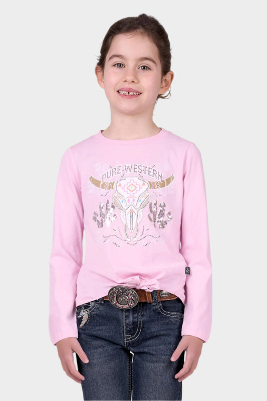 Pure Western Girl’s Polly Long Sleeve Tee - PINK