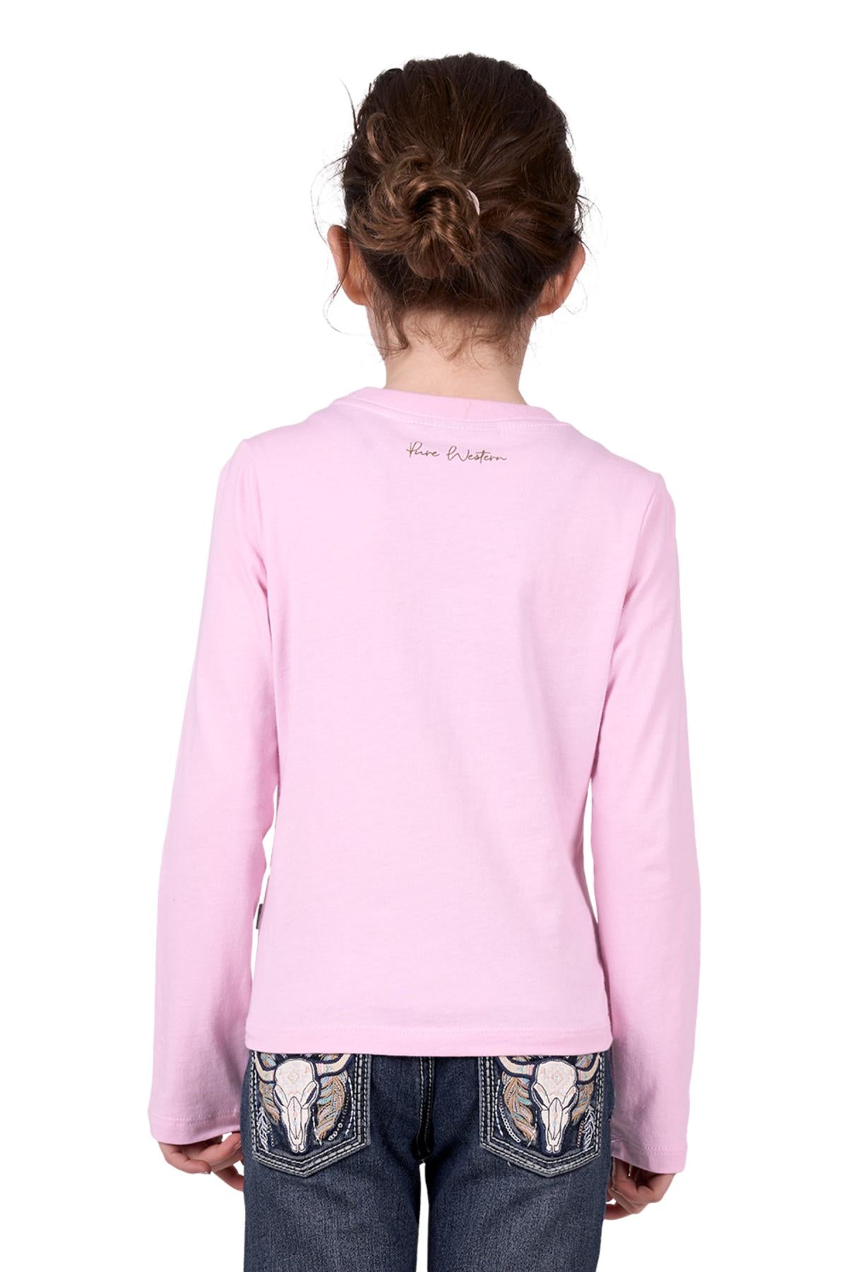 Pure Western Girl’s Polly Long Sleeve Tee - PINK
