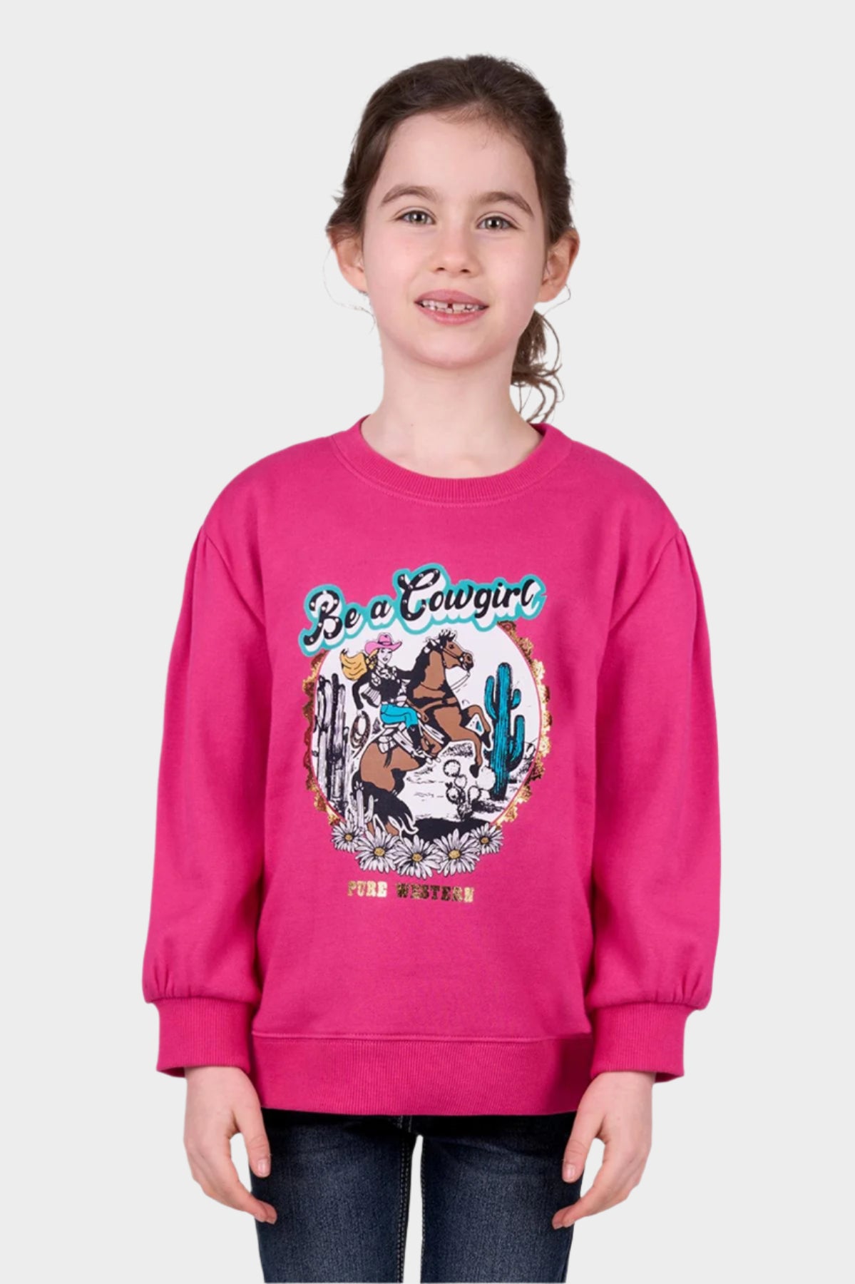 Pure Western Girl’s Rachel Crew - Pink