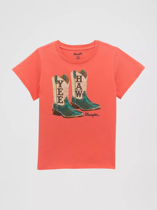 Wrangler Girl's Western Graphic Tee - Yee Haw Pink