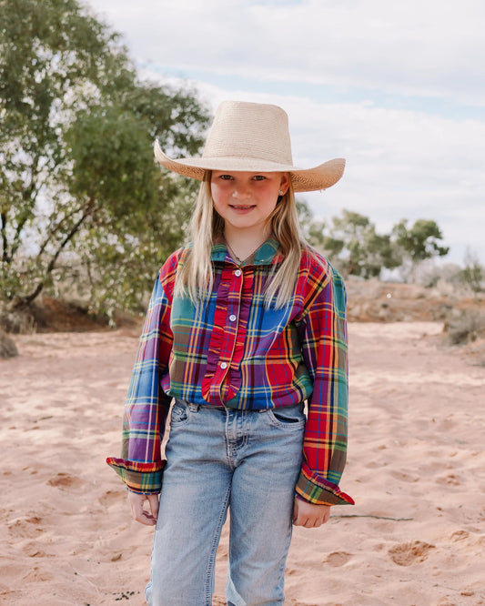 Black Colt Girls Kirby Shirt - Rainbow Check