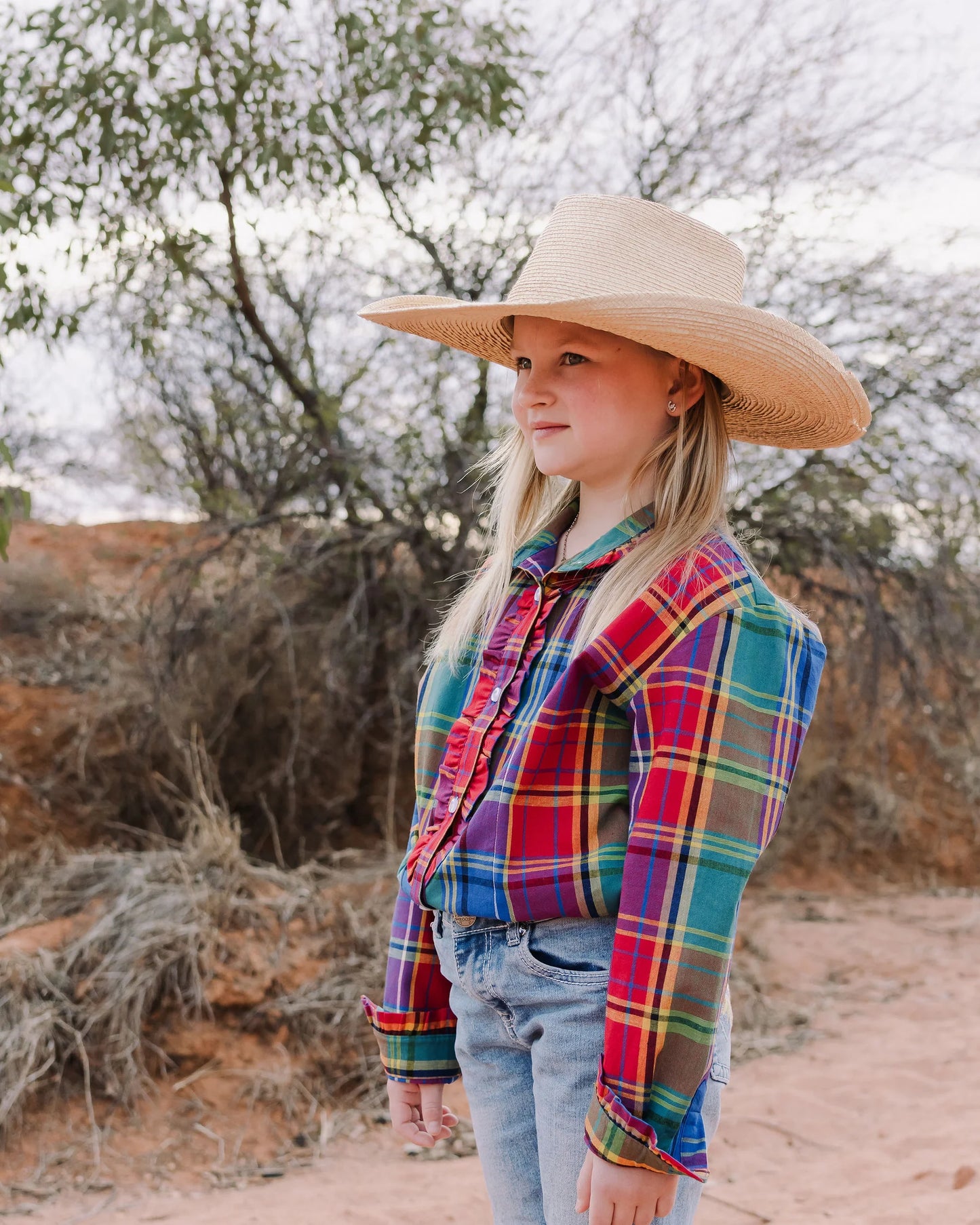 Black Colt Girls Kirby Shirt - Rainbow Check