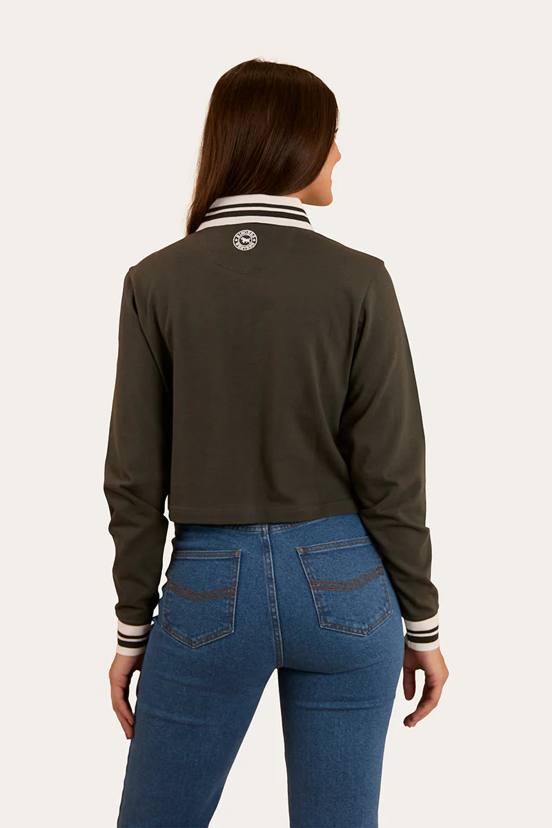 Ringers Western Womens Grace Cropped Rugby Jersey - Charcoal