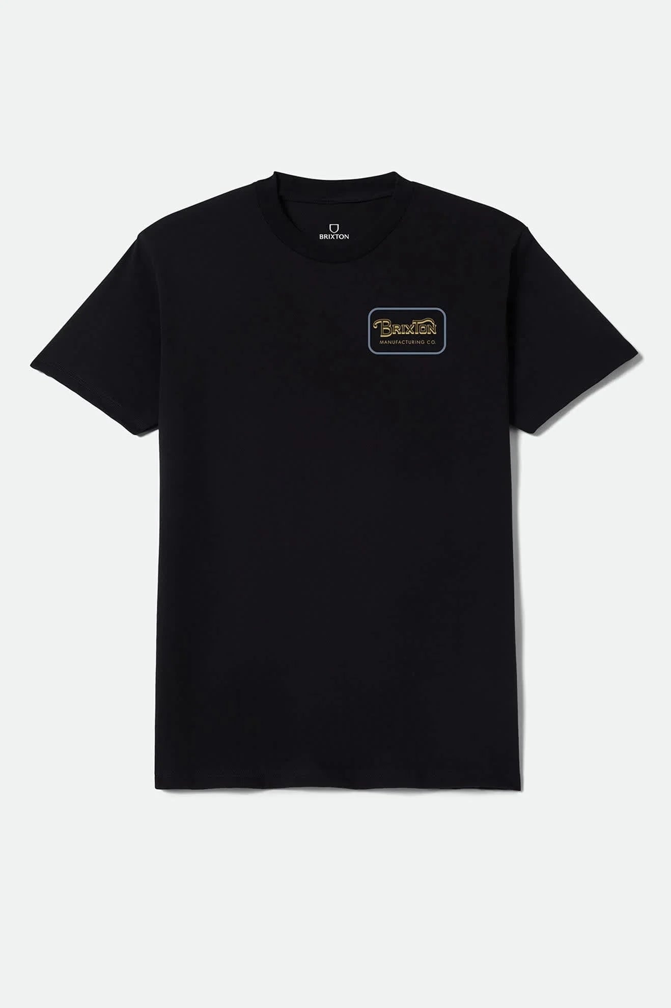 Brixton Mens Grade Standard Fit Cotton Tee - Black/Sunset/Grey Blue