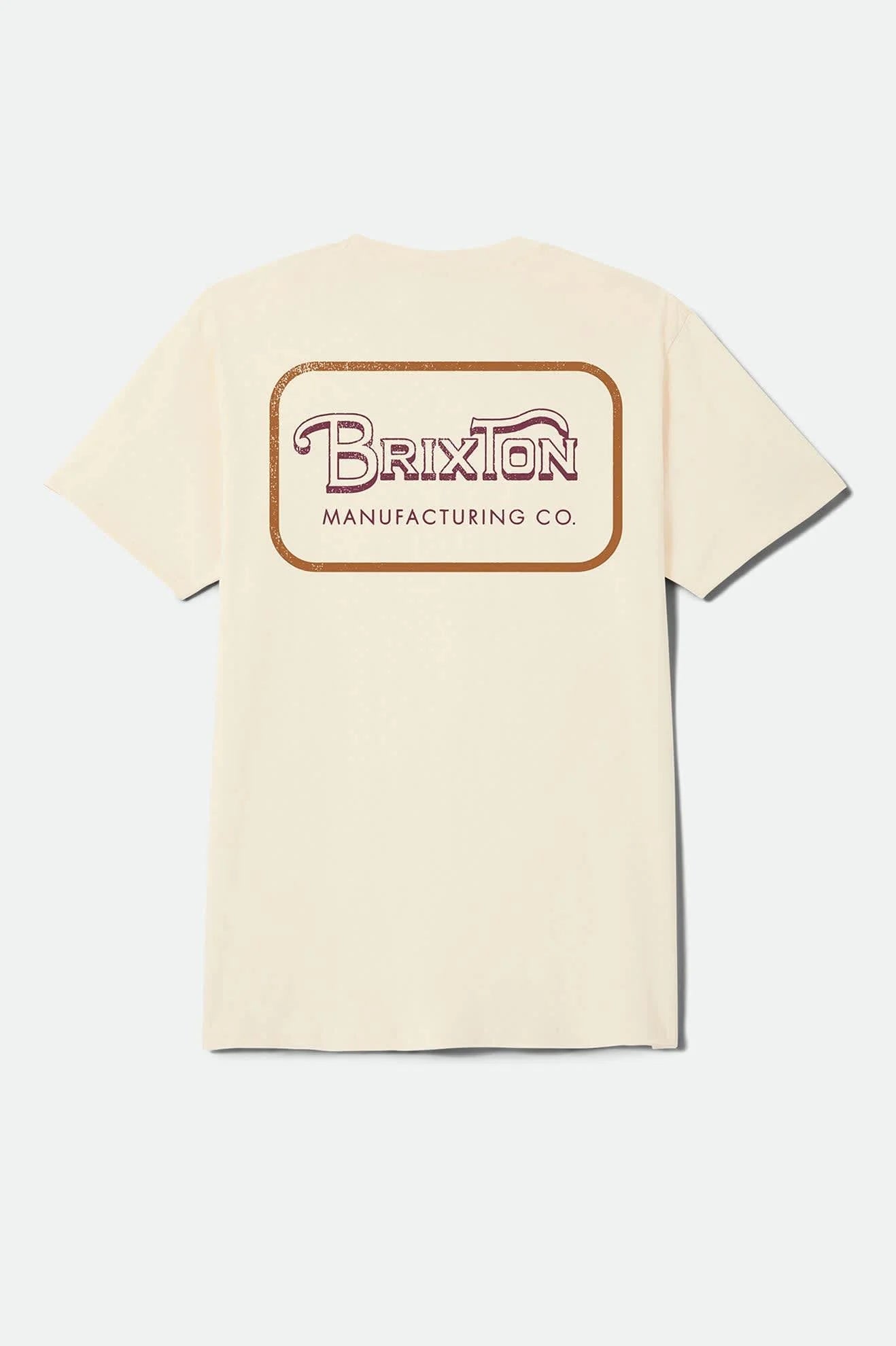 Brixton Mens Grade Standard Fit Cotton Tee - Cream/Burgundy/Rust