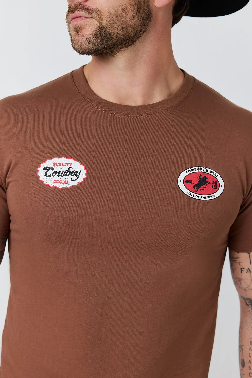 Ringers Western Mens Grayson Stock Fit T-Shirt - Washed Saddle Brown