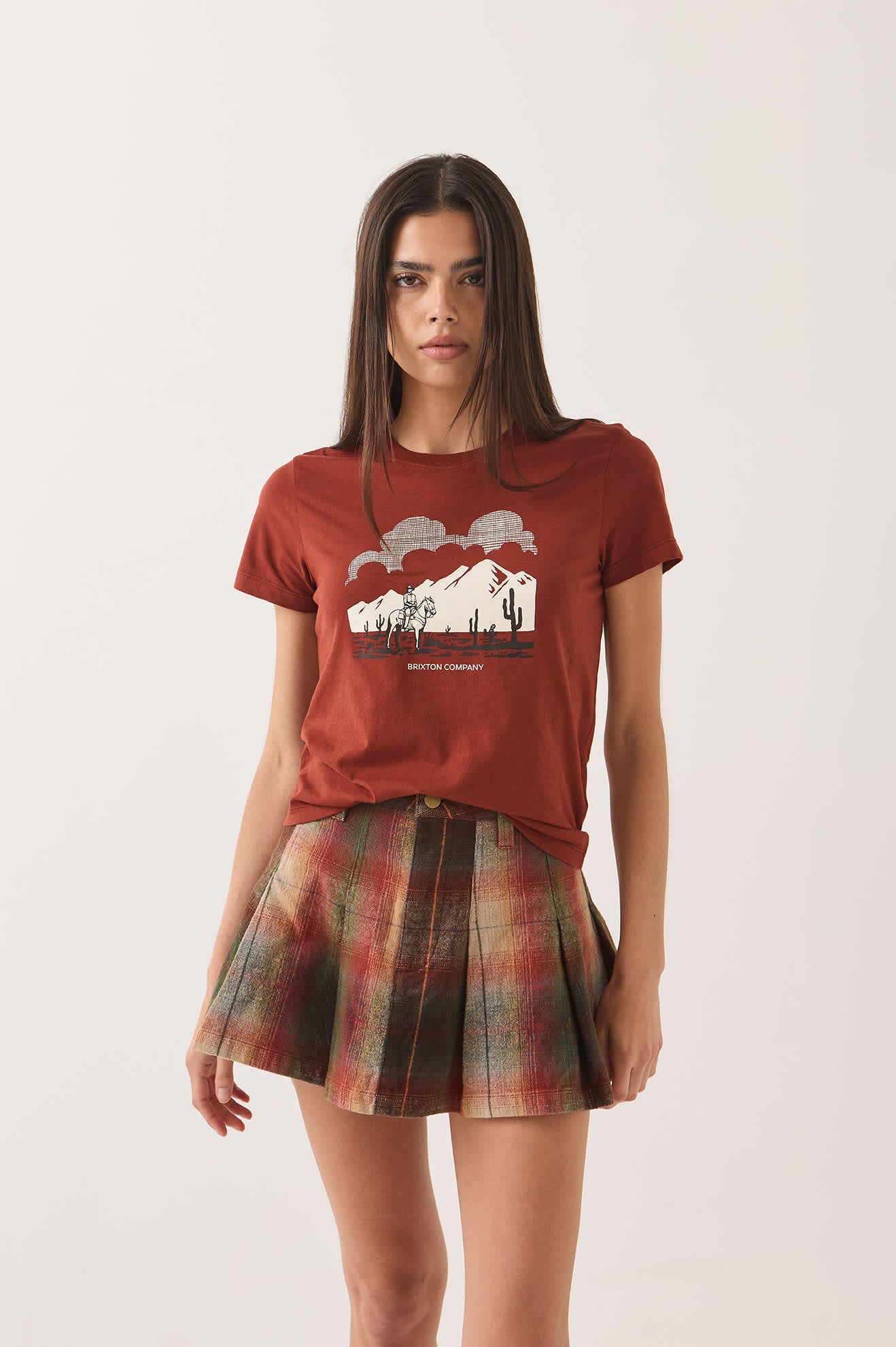 Brixton Women's Great Springs Slim Crew T-Shirt - Dark Brick