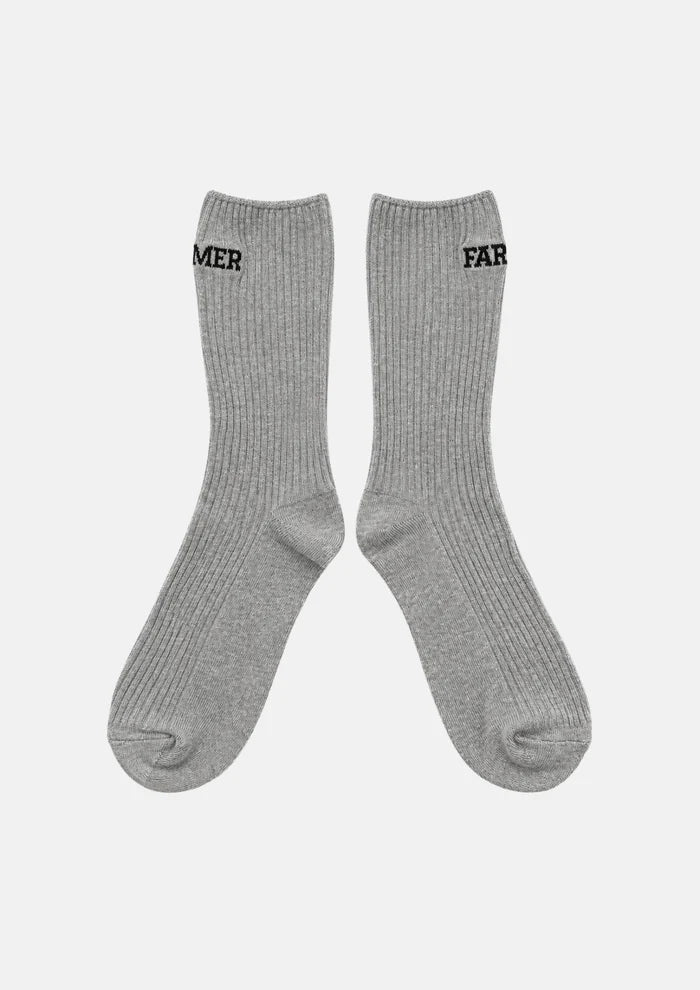FAR MER Grey Gelding Socks – Unisex Ribbed Embroidered Socks