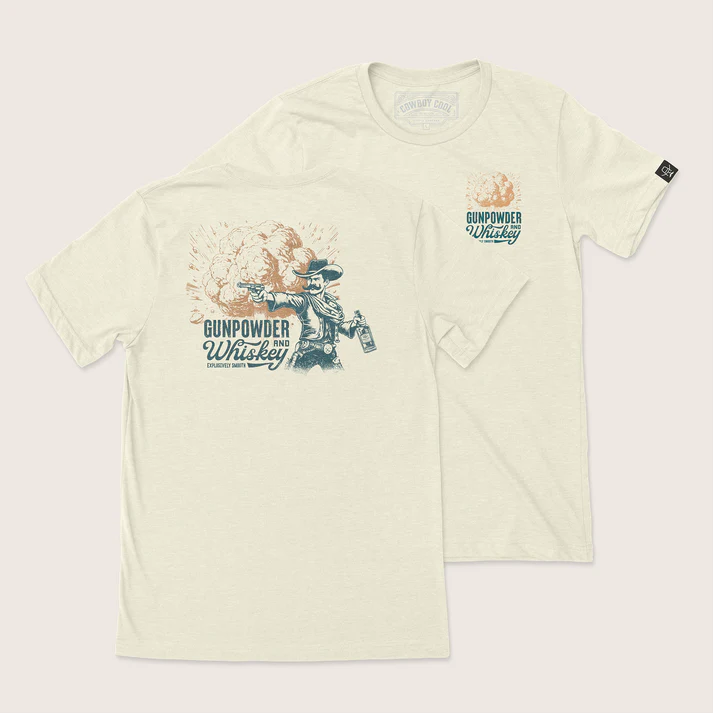 Cowboy Cool Gunpowder & Whiskey T-Shirt - Heather Dust