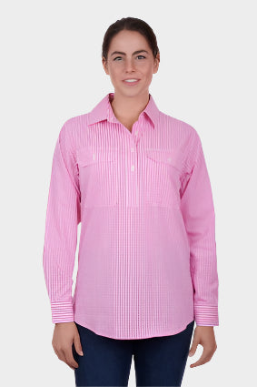 HARDSLOG WOMENS LUVENIA 1/2 PLACKET L/S WORK SHIRT