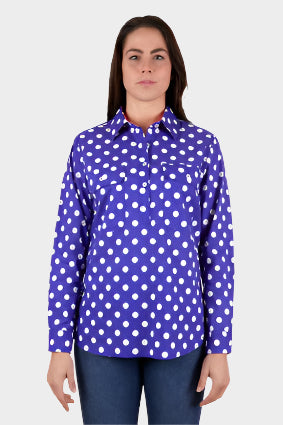 HARDSLOG WOMENS ANETTE H/PLKT L/S SHIRT (NAVY)