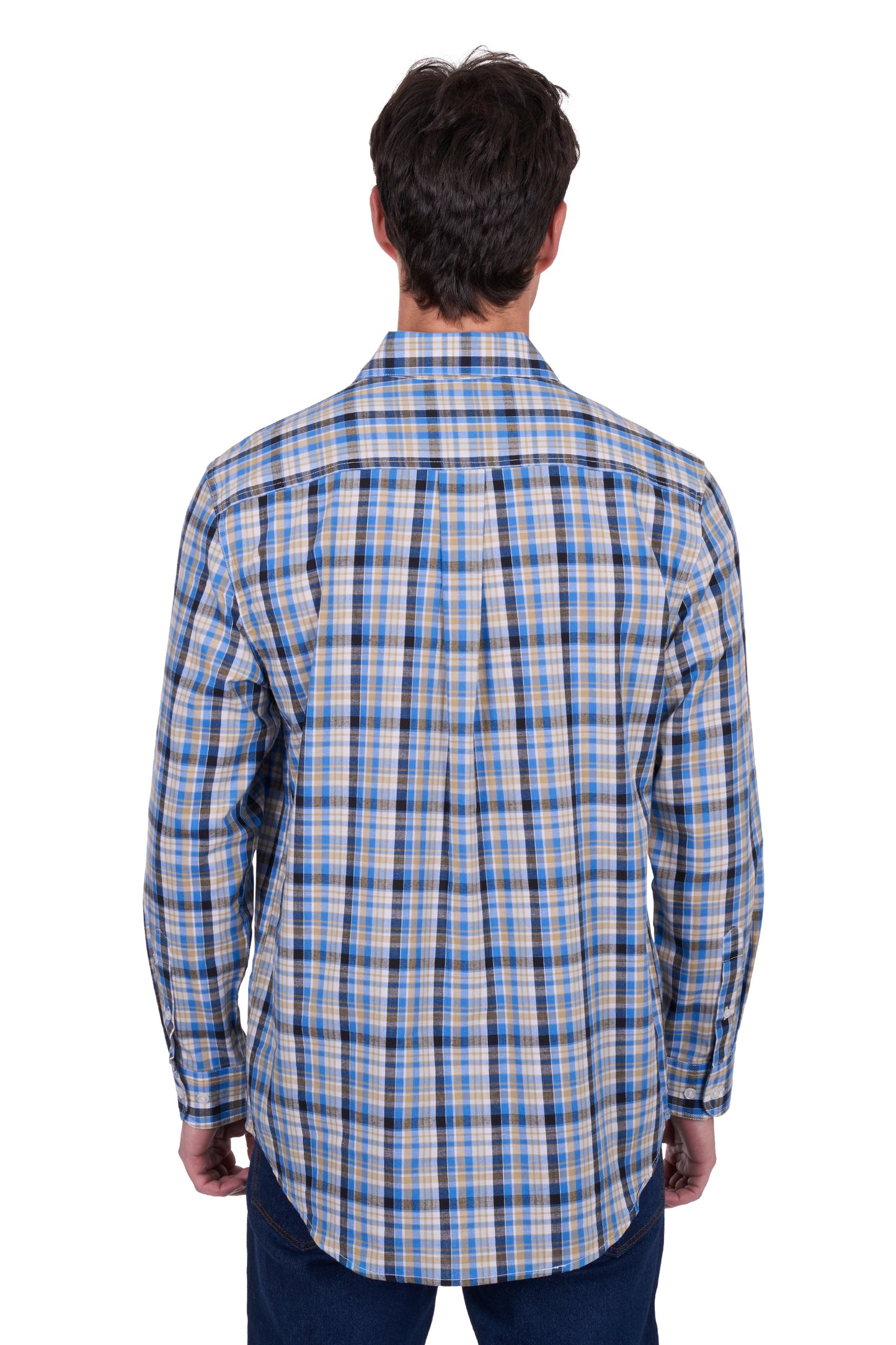 Hard Slog Men's Gibson 1/2 Plkt Ls Shirt - Blue/Tan