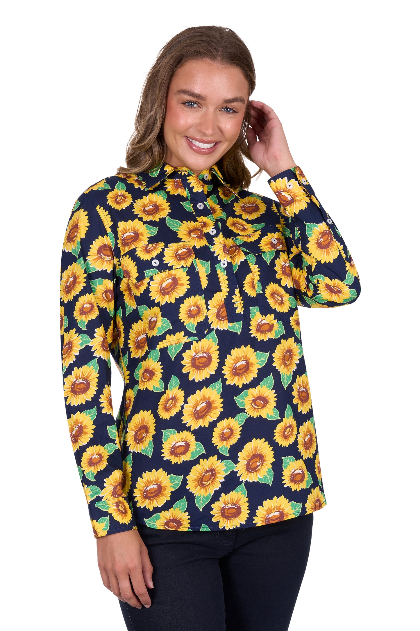 Hard Slog Women's Ally 1/2 Plkt Ls Shirt - Multi