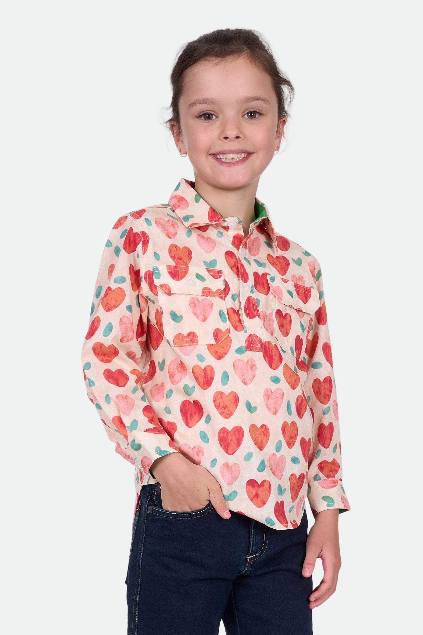 Hard Slog Kid's Mira 1/2 Plkt Ls Shirt - Multi