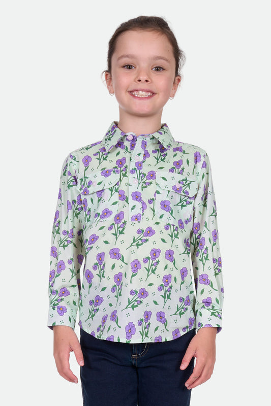 Hard Slog Kid's Lynn 1/2 Plkt Ls Shirt - Multi