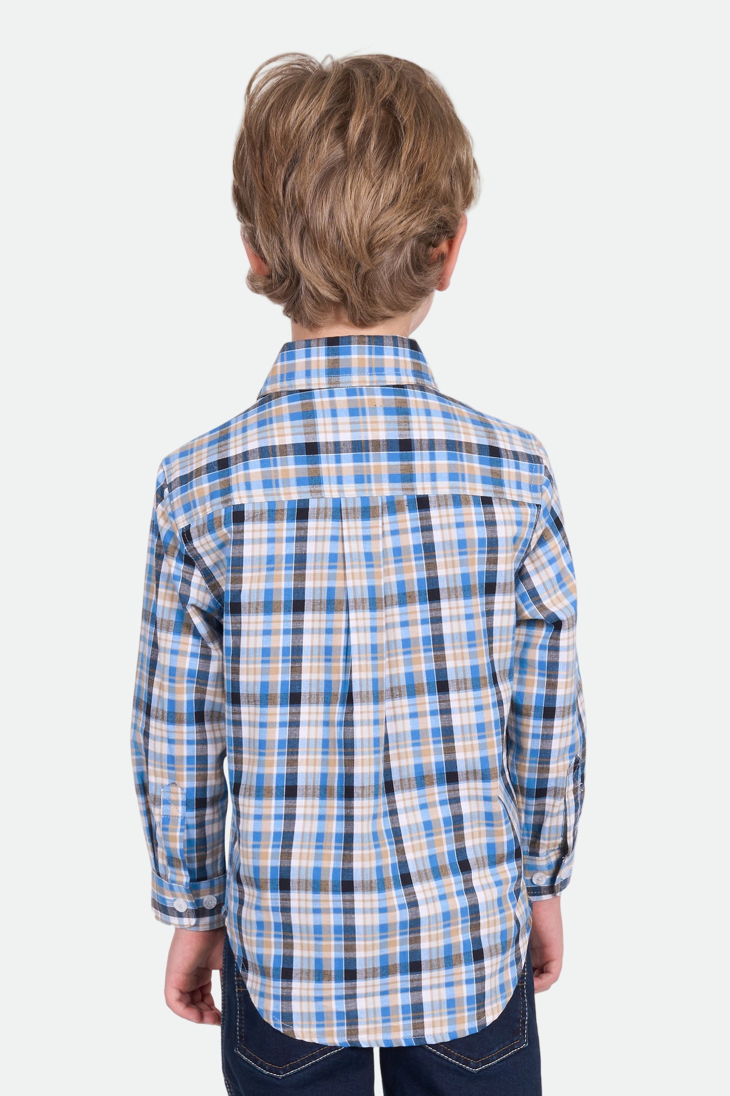 Hard Slog Kid's Gibson 1/2 Plkt Ls Shirt - Blue/Tan