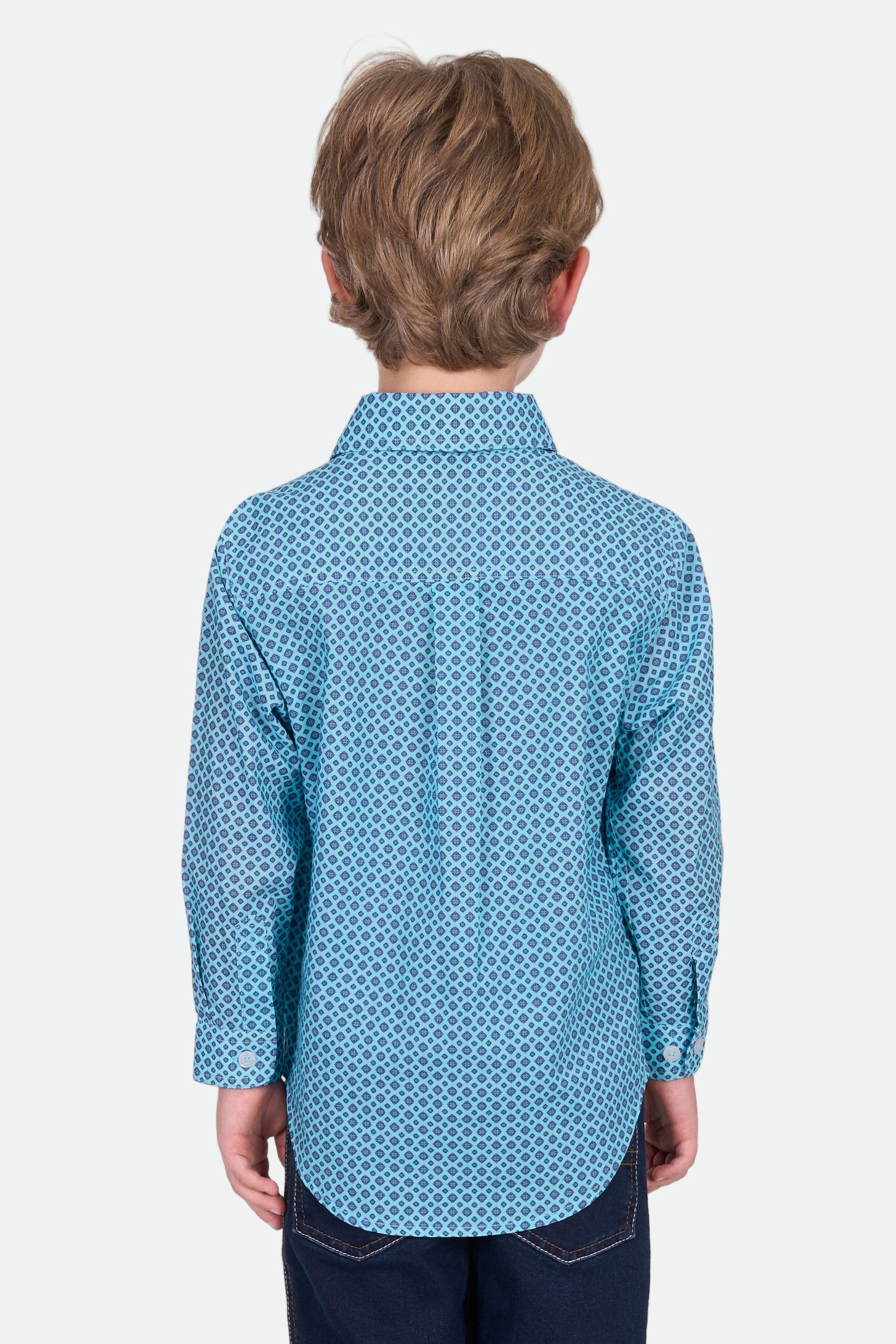 Hard Slog Kid's Lygon 1/2 Plkt Ls Shirt - Blue/Navy