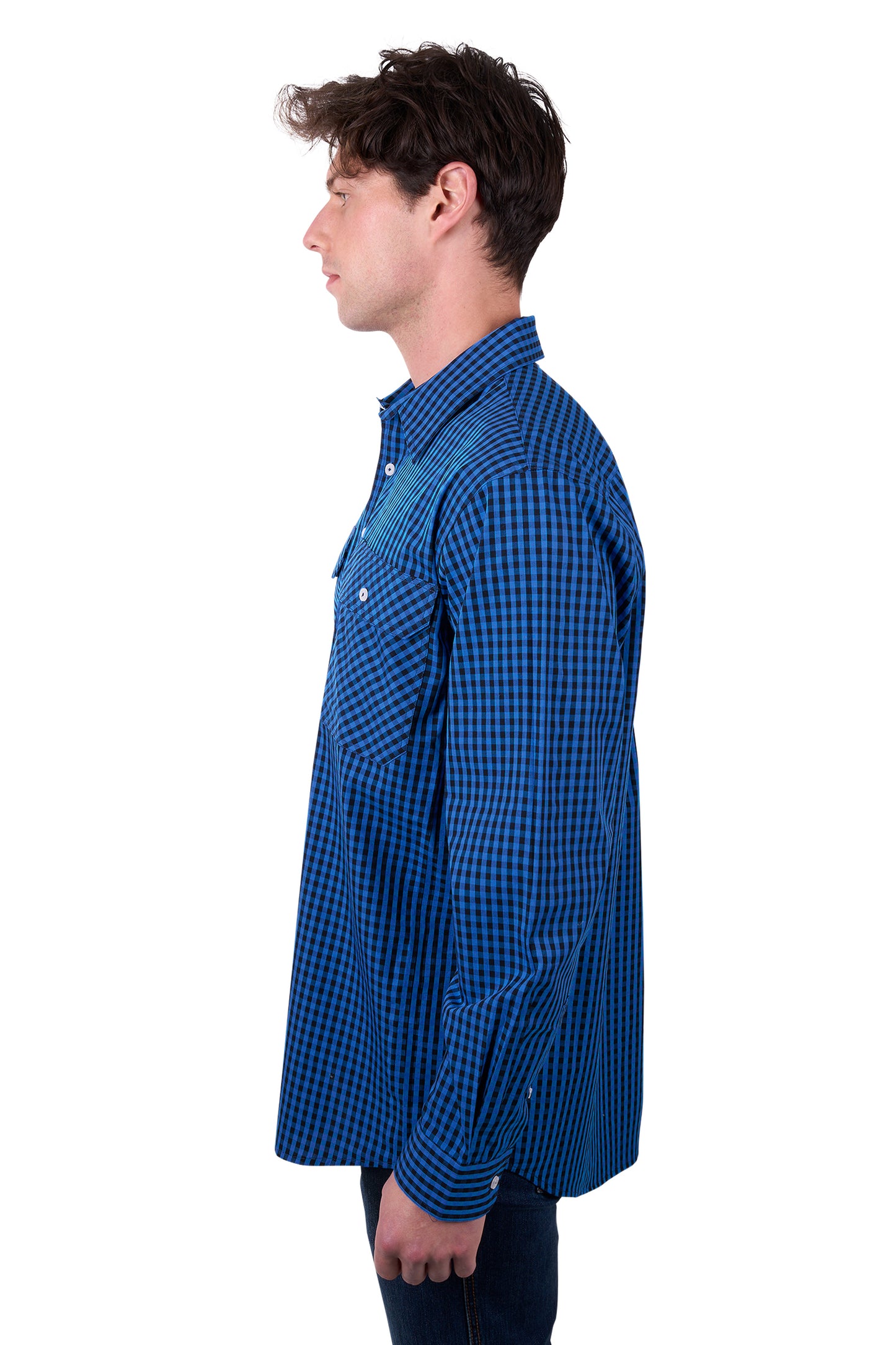Hard Slog Men’s Astell Half Placket Long Sleeve Shirt - BLACK/ROYAL