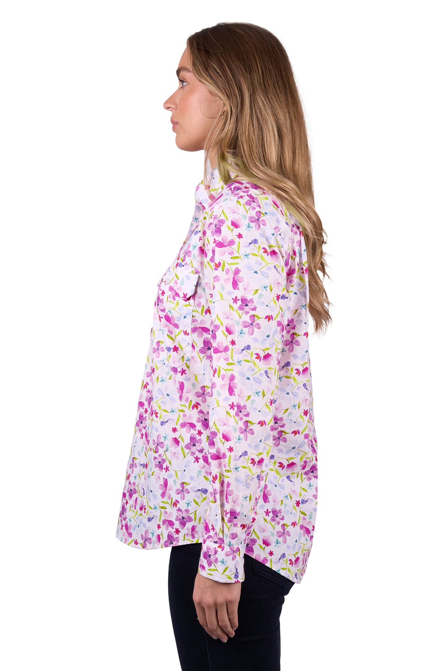 Hard Slog Womens Evae 1/2 Plkt LS Shirt - White