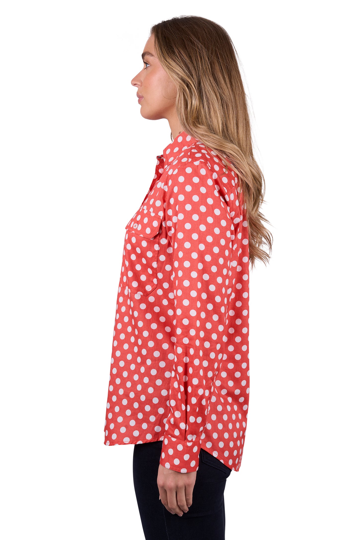Hard Slog Kids Jaz 1/2 Plkt LS Shirt - Coral