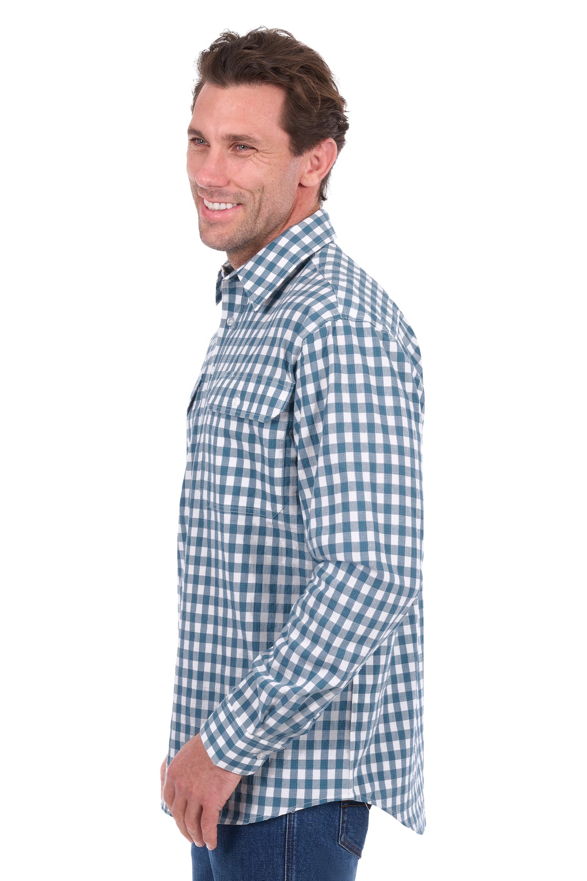 Hard Slog Men’s River Half-Placket Long Sleeve Shirt – Teal