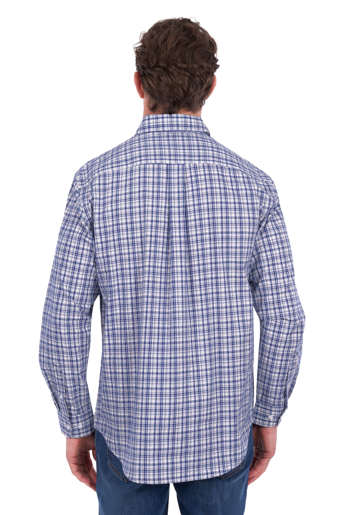 Hard Slog Men’s Brooks Half-Placket Long Sleeve Shirt – Blue/White