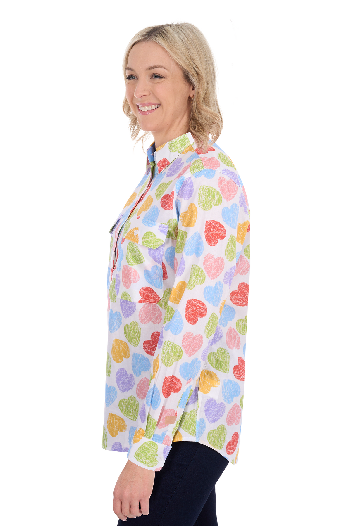 Hard Slog Women’s Polly Half Placket Long Sleeve Shirt - Multi