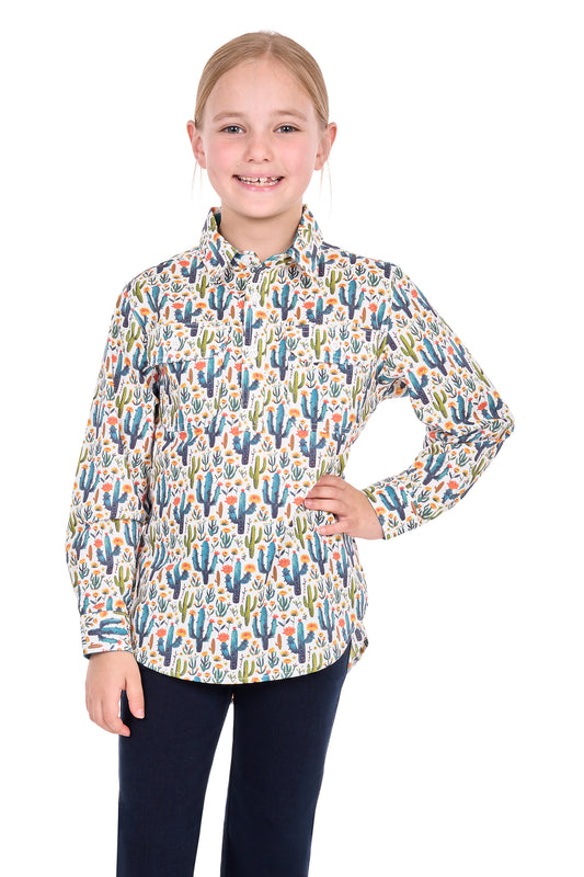 Hard Slog Kids’ Alba Half-Placket Long Sleeve Shirt – Teal/Green