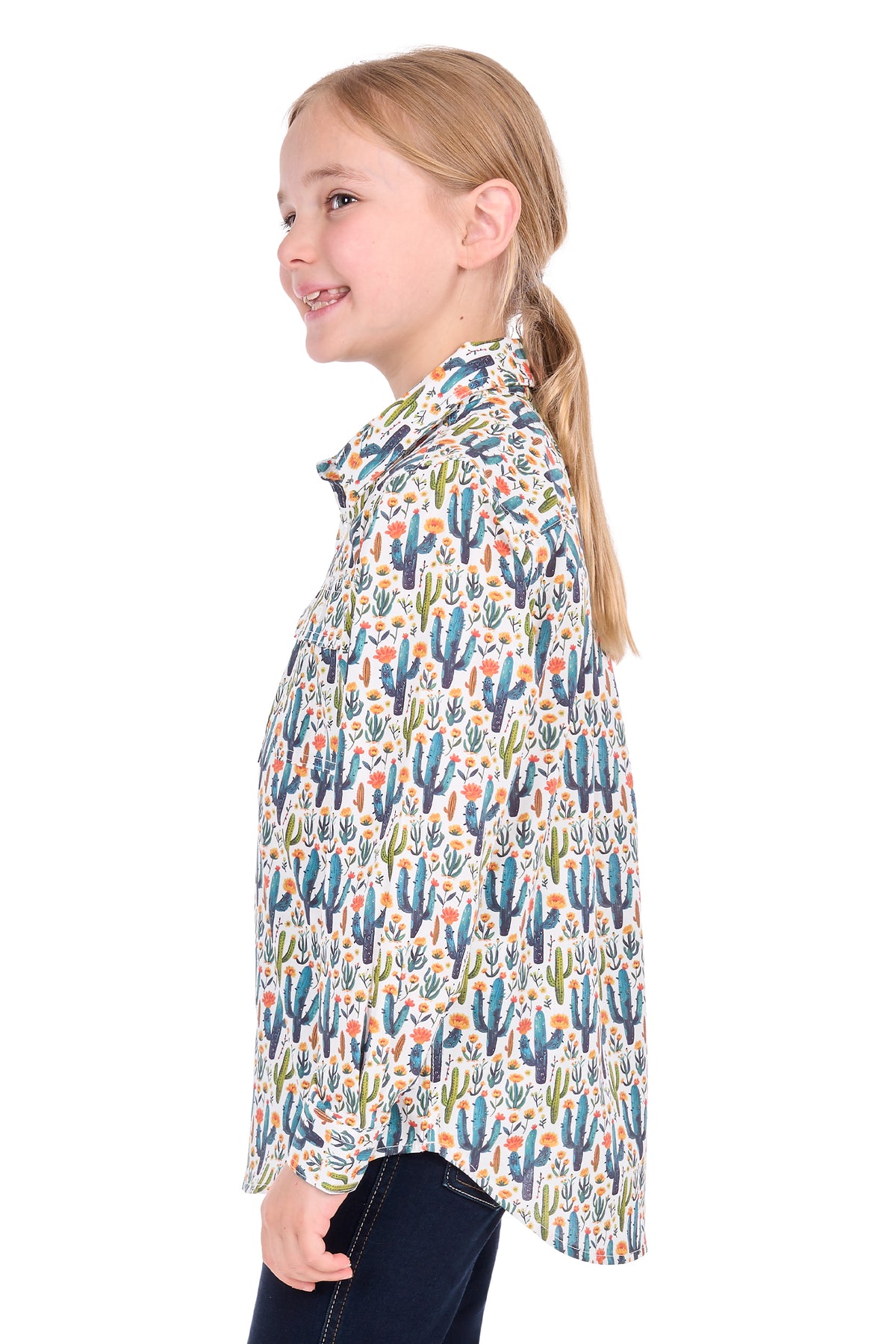 Hard Slog Kids’ Alba Half-Placket Long Sleeve Shirt – Teal/Green