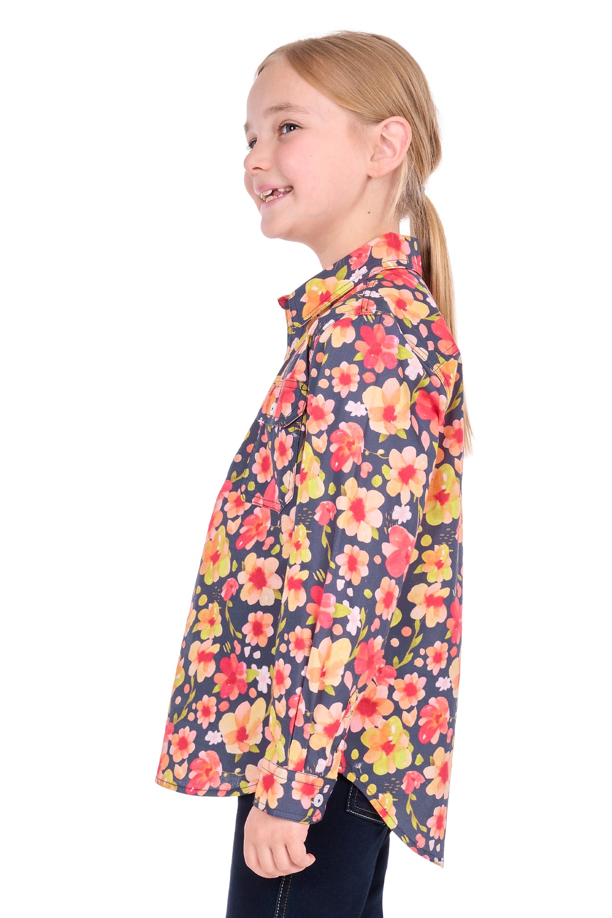 Hard Slog Kids’ Shanni Half-Placket Long Sleeve Shirt – Multi
