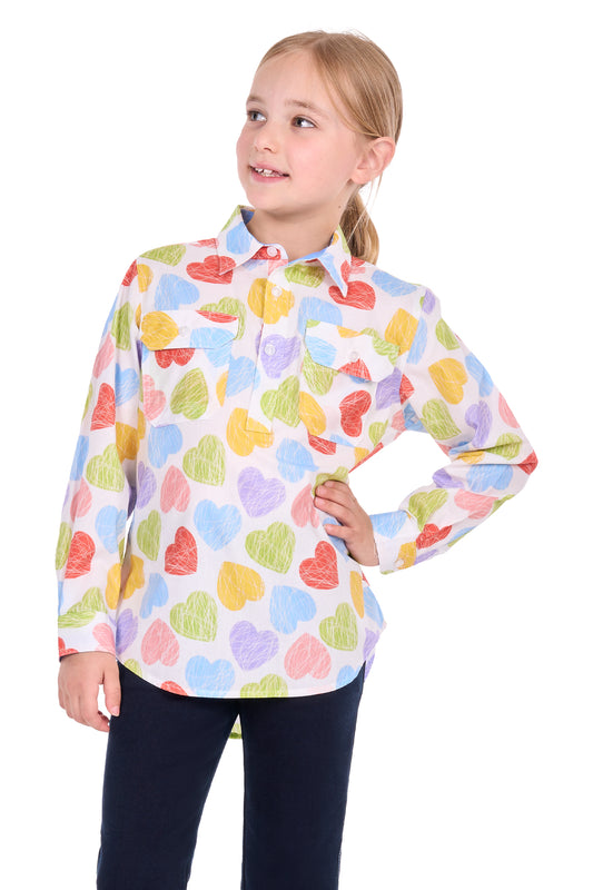 Hard Slog Kids’ Polly Half-Placket Long Sleeve Shirt – Multi