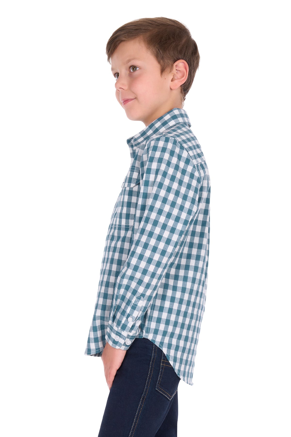 Hard Slog Kids’ River Half-Placket Long Sleeve Shirt – Teal