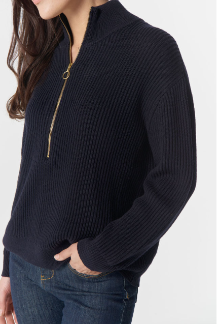 Goondiwindi Cotton Jillaroo ½ Zip Merino Cotton Jumper - Navy