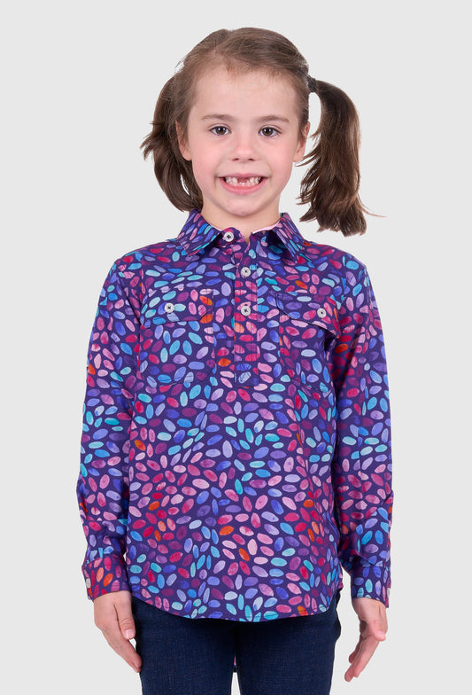 HARDSLOG GIRLS JUNE 1/2 PLKT L/S SHIRT (NAVY)