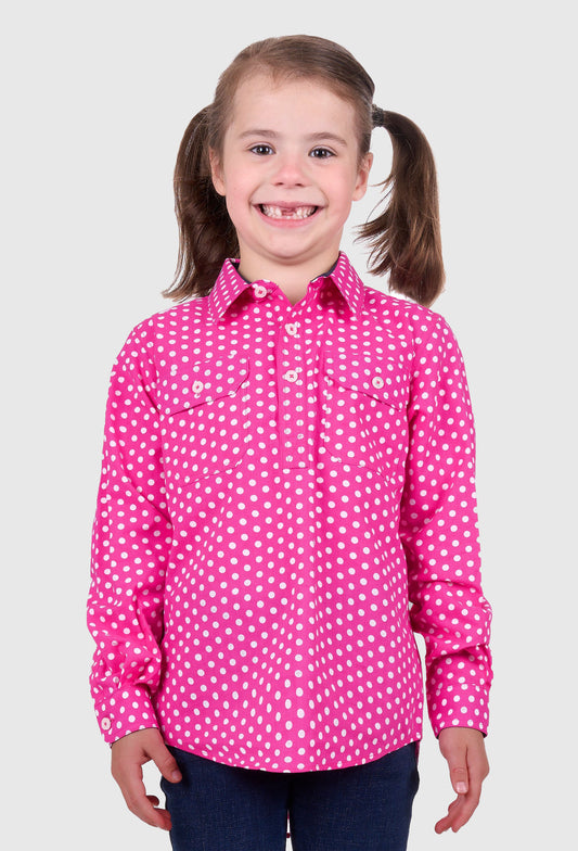 HARDSLOG GIRLS KELLY 1/2 PLKT L/S SHIRT (PINK)