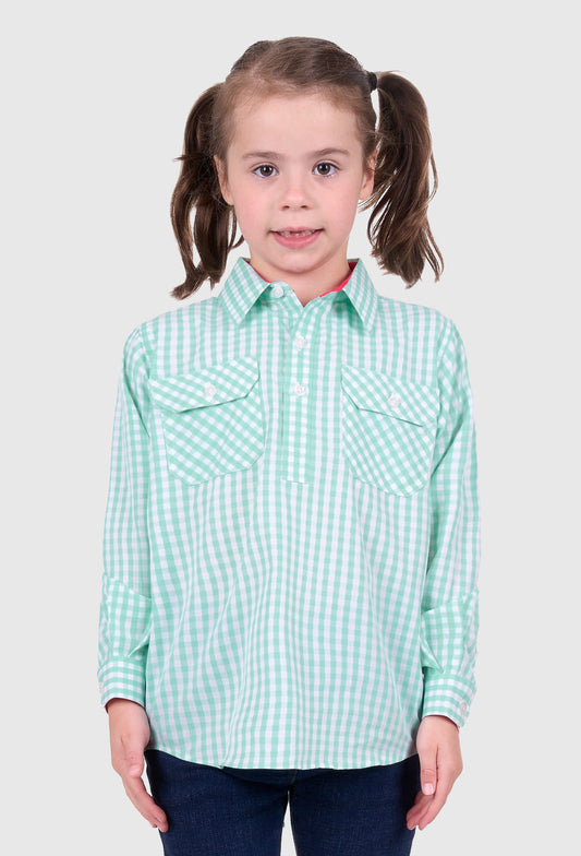 HARDSLOG GIRLS LIZE 1/2 PLKT L/S SHIRT (TEAL)