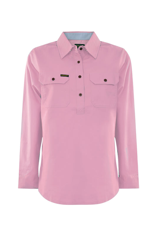 Hard Slog Women's Half Placket Light Cotton Pastel Shirt