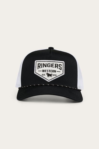 Ringers Western Garage Trucker Cap - Black with White Print