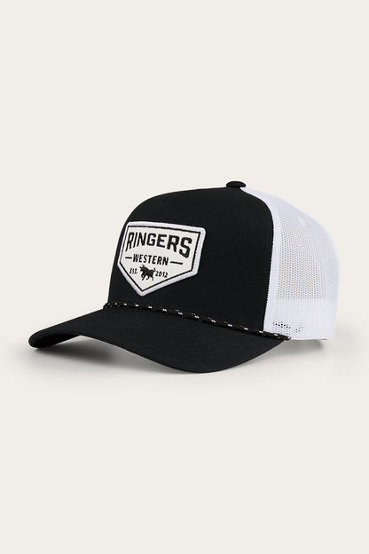Ringers Western Garage Trucker Cap - Black with White Print